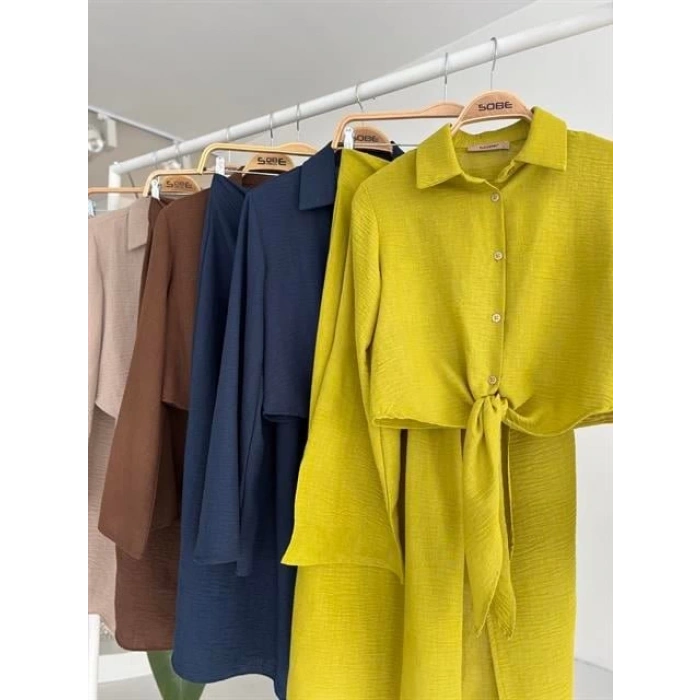 Crop Gömlekli Ve Eteği Büzgülü Tasarım Takım 10195