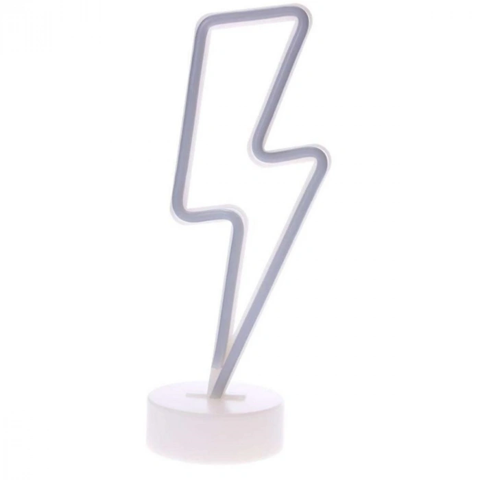Dekoratif Şimşek Şeklinde Pilli Neon Led Lamba Süs Masa Lambası (4940)