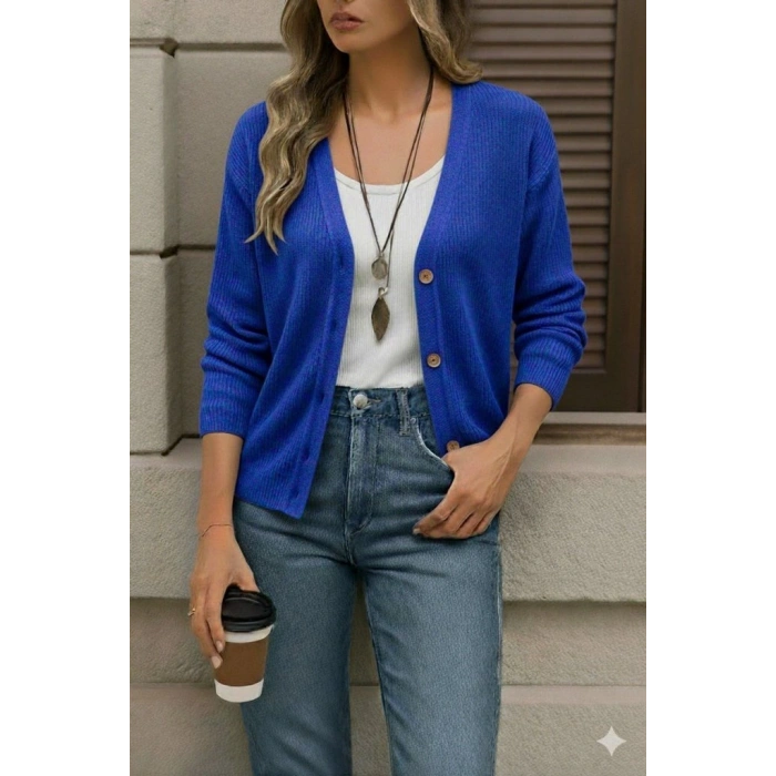 Düğme Detay Triko Bluz