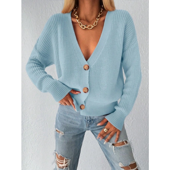 Düğme Detay Triko Bluz