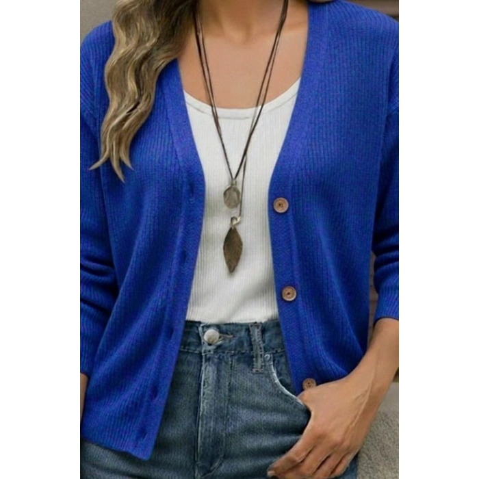 Düğme Detay Triko Bluz