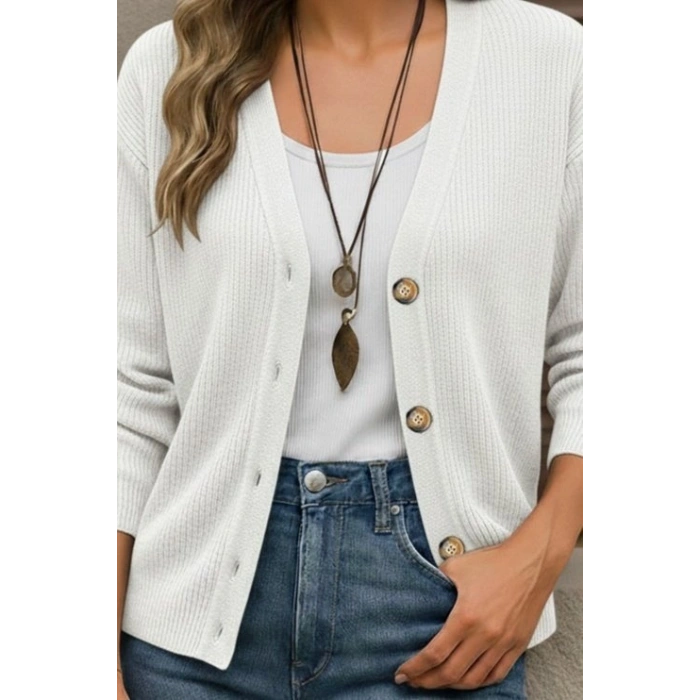 Düğme Detay Triko Bluz