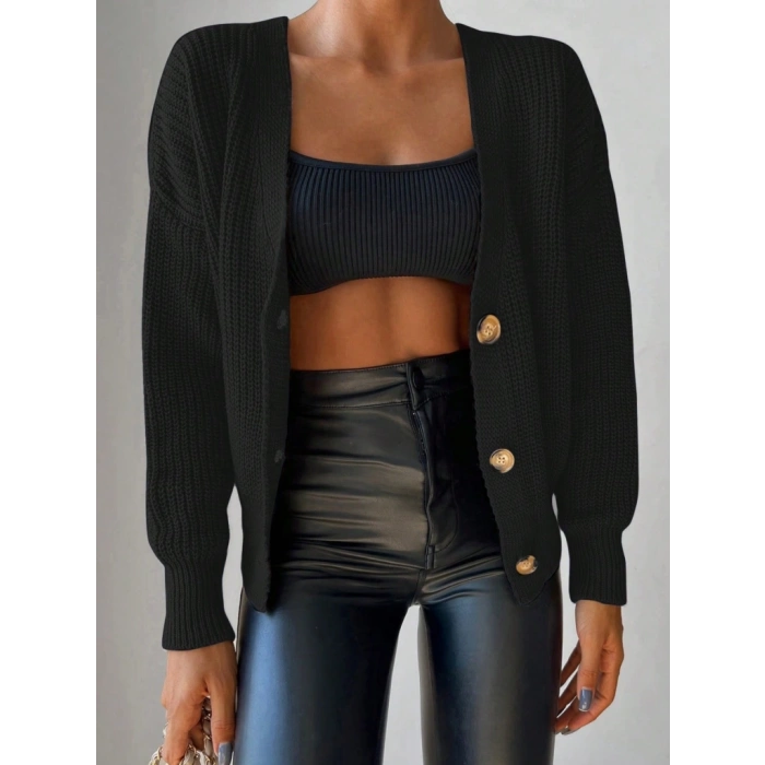 Düğme Detay Triko Bluz