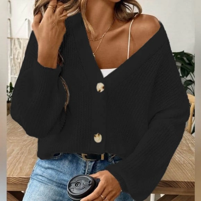 Düğme Detay Triko Bluz