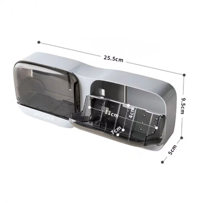 Duvara Monte İkili Kapaklı Plastik Katı Sabunluk Organizer – Banyo &amp; Mutfak İçin Yapışkanlı Sabun Kutusu ve Düzenleyici (4940)