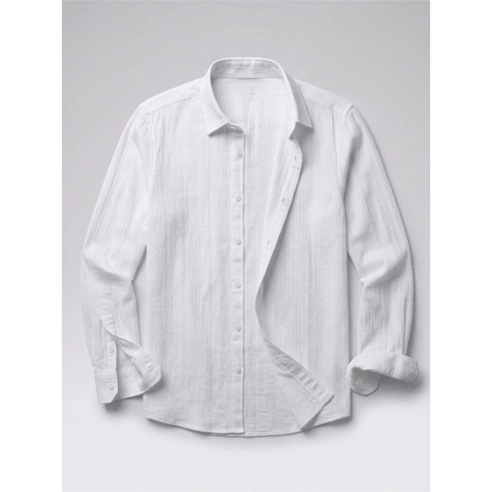 Erkek Armürlü Yarım Oversize Müslin Gömlek