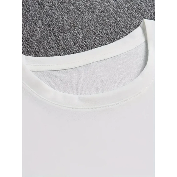 Erkek Baskılı Bisiklet Yaka Erkek T-shirt - Beyaz