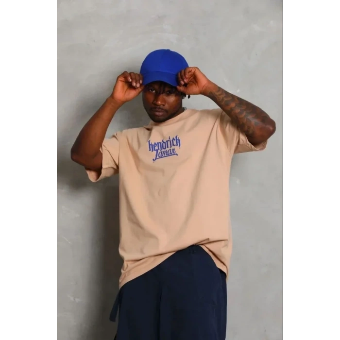 Erkek Baskılı T-Shirt Kısa Kol Bisiklet Yaka Regular Fit Rahat Kalıp Günlük Tişört - Bej