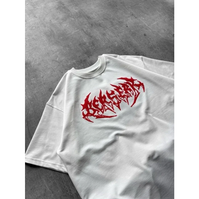 Erkek Baskılı T-Shirt Yazlık Kısa Kol Bisiklet Yaka Rahat Kalıp Tişört - Beyaz