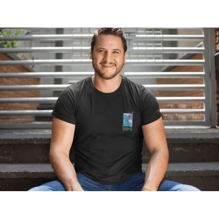 Erkek Bisiklet Yaka Baskılı Oversize T-Shirt - Siyah