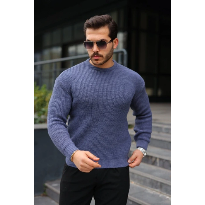 Erkek Bisiklet Yaka Örme Kazak