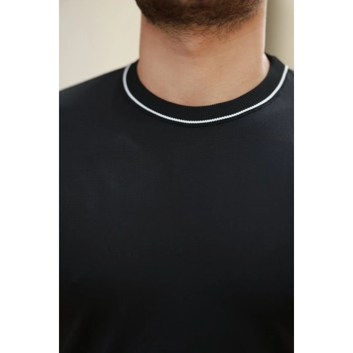 Erkek Bisiklet Yaka Ribanalı Kısa Kollu Tshirt