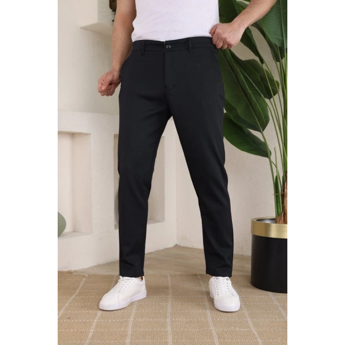 Erkek Casual Slim Fit Cord Desenli Kumaş Pantolon