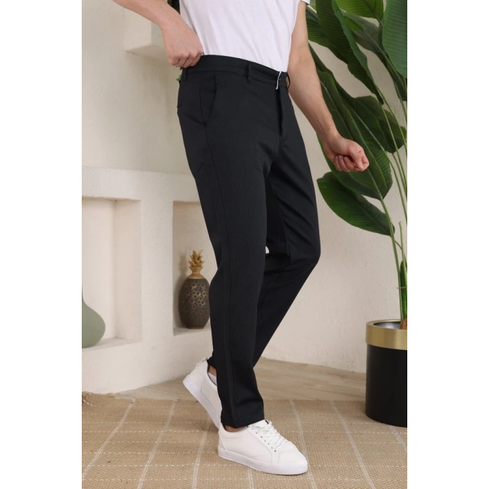 Erkek Casual Slim Fit Cord Desenli Kumaş Pantolon