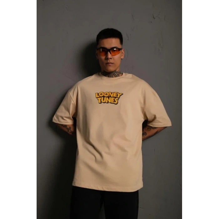 Erkek Dijital Baskılı T-Shirt - Bej