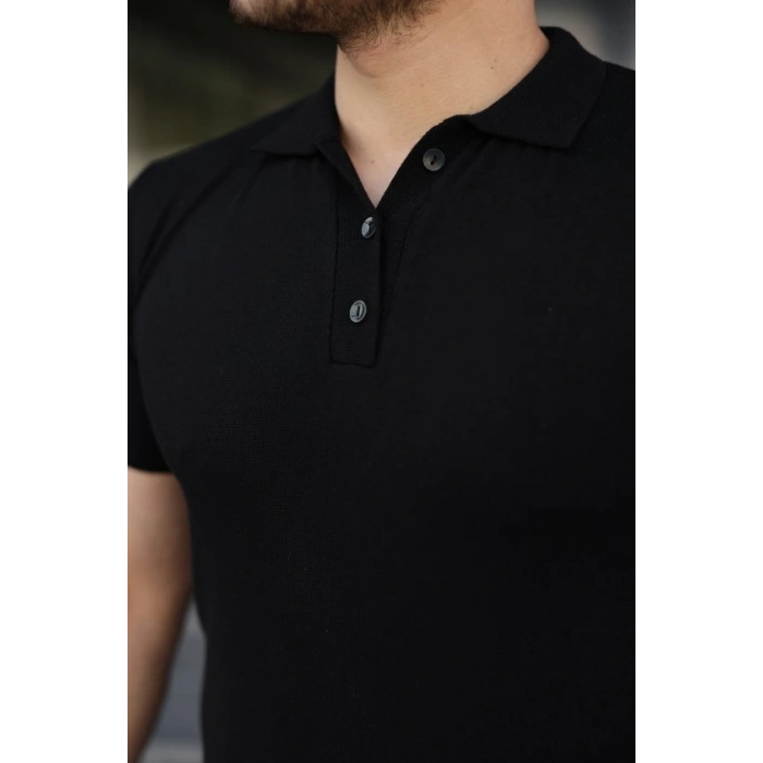 Erkek Düğme Yakalı Kısa Kollu Pamuk Triko Tişört