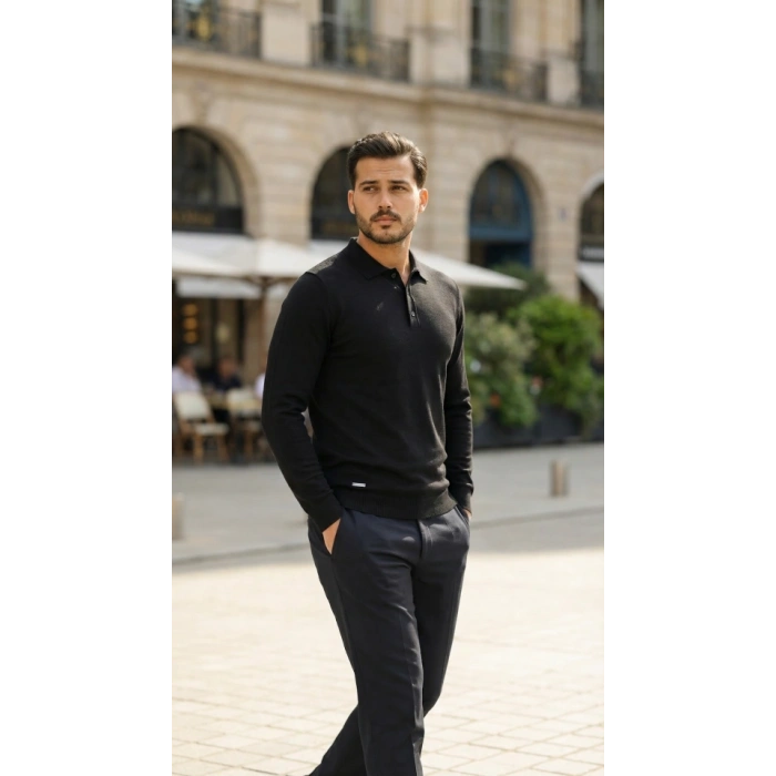 Erkek Düğme Yakalı Triko