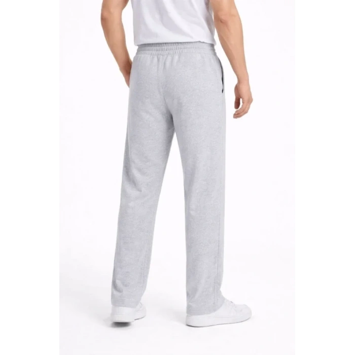 Erkek Düz Paça Beli Lastikli İpli Günlük Spor Eşofman Altı Rahat Fit - Gri