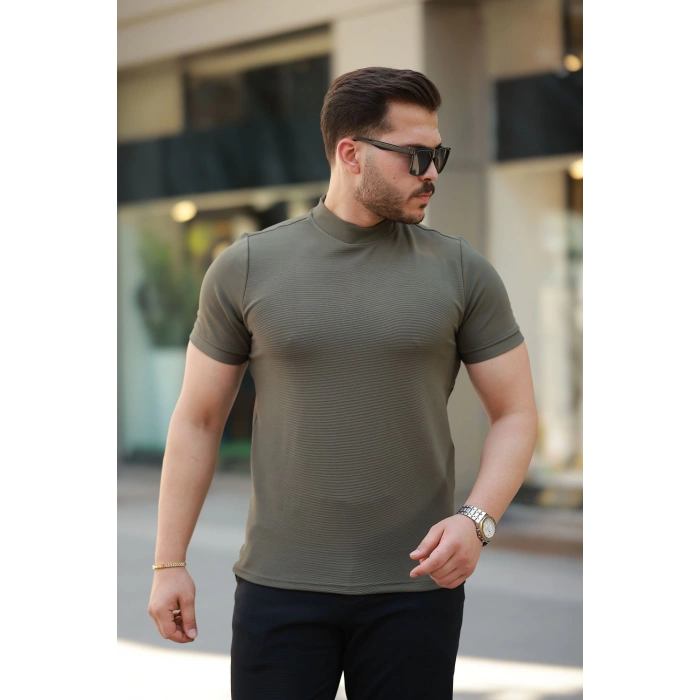 Erkek Yarım Balıkçı Yaka Kısa Kollu T-shirt