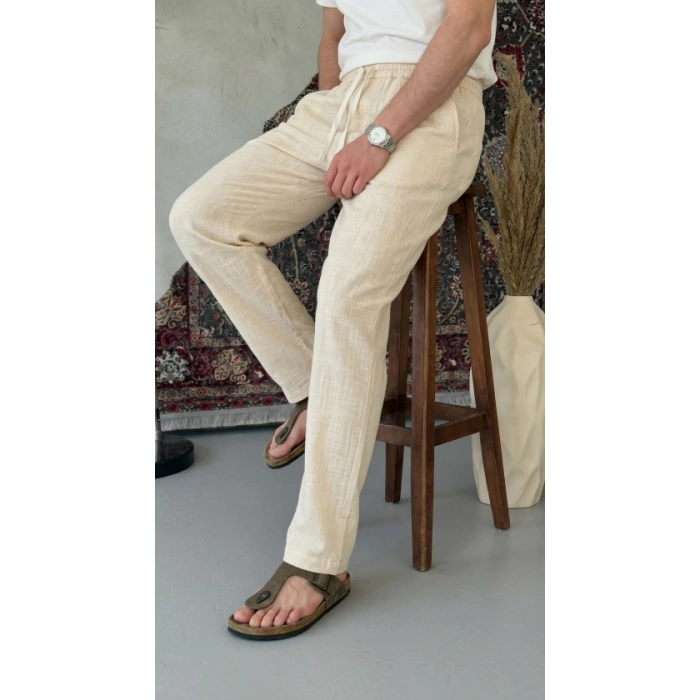Erkek İthal Yıkamalı Keten Pantolon