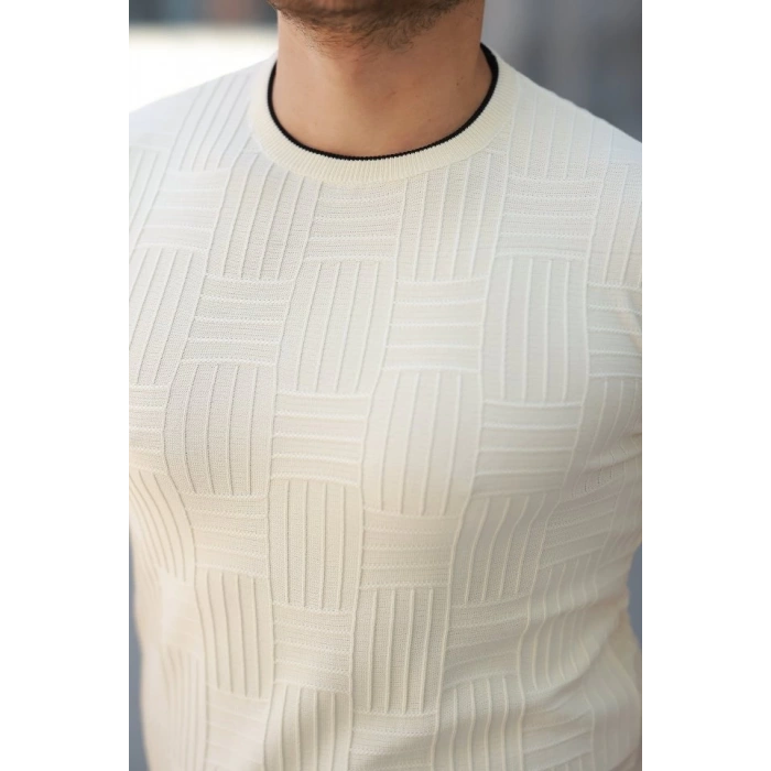 Erkek Jakarlı Ribanalı Kısa Kollu T-shirt