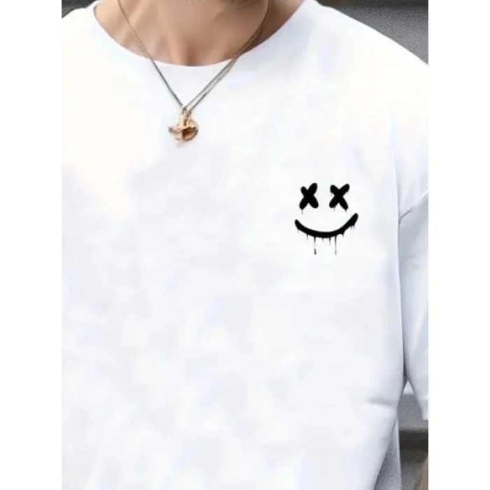 Erkek Kısa Kollu Bisiklet Yaka Baskılı Süprem Tişört