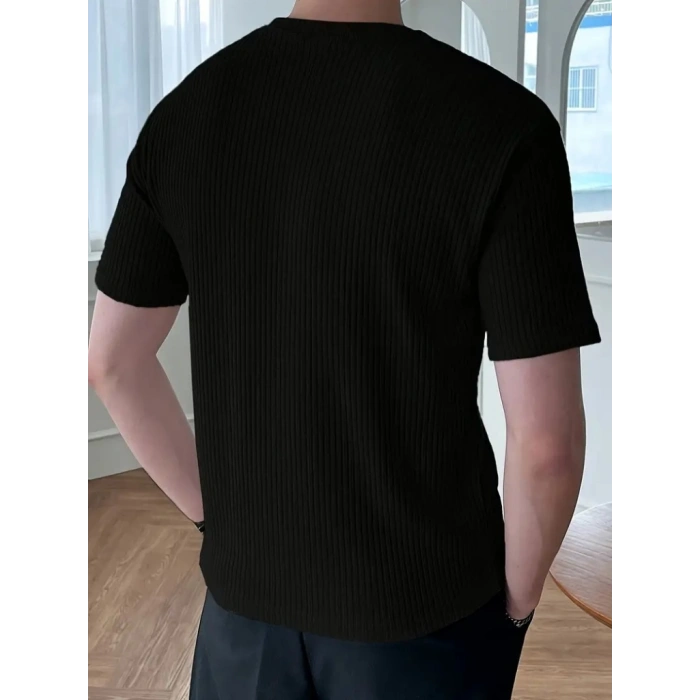 Erkek Kısa Kollu Bisiklet Yaka Triko Tişört