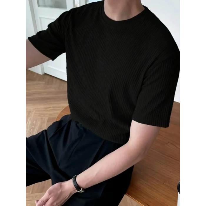 Erkek Kısa Kollu Bisiklet Yaka Triko Tişört