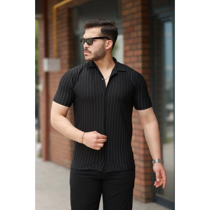 Erkek Kısa Kollu çizgili Gömlek