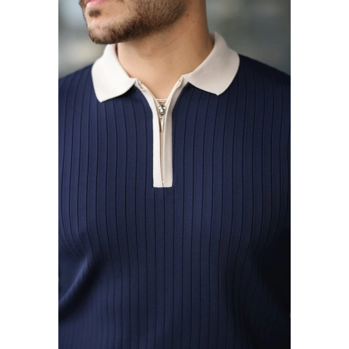 Erkek Kol Ve Yaka Detaylı Uzun Kollu Triko