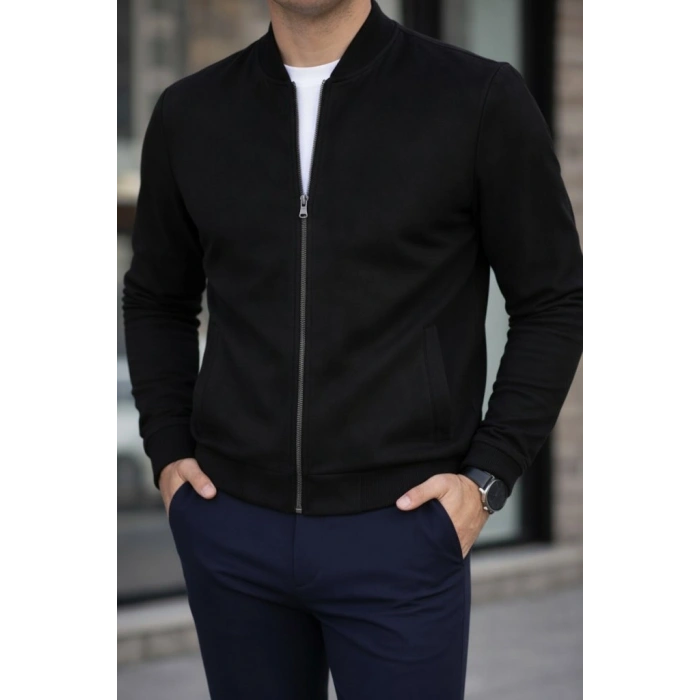 Erkek önden Fermuarlı Içi Astarlı Süet Ceket