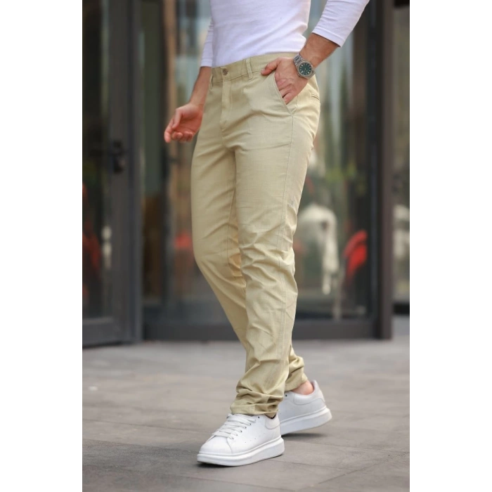 Erkek Rahat Keten Pantolon
