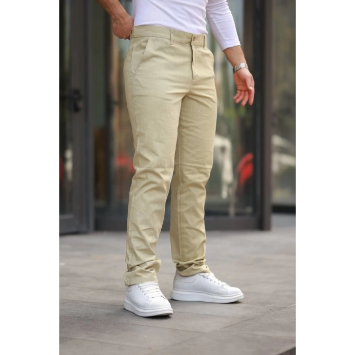 Erkek Rahat Keten Pantolon