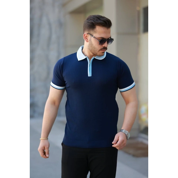 Erkek Renkli Yaka Kısa Kollu Tişört