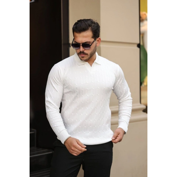 Erkek Saç örgü Desen Uzun Kollu Triko