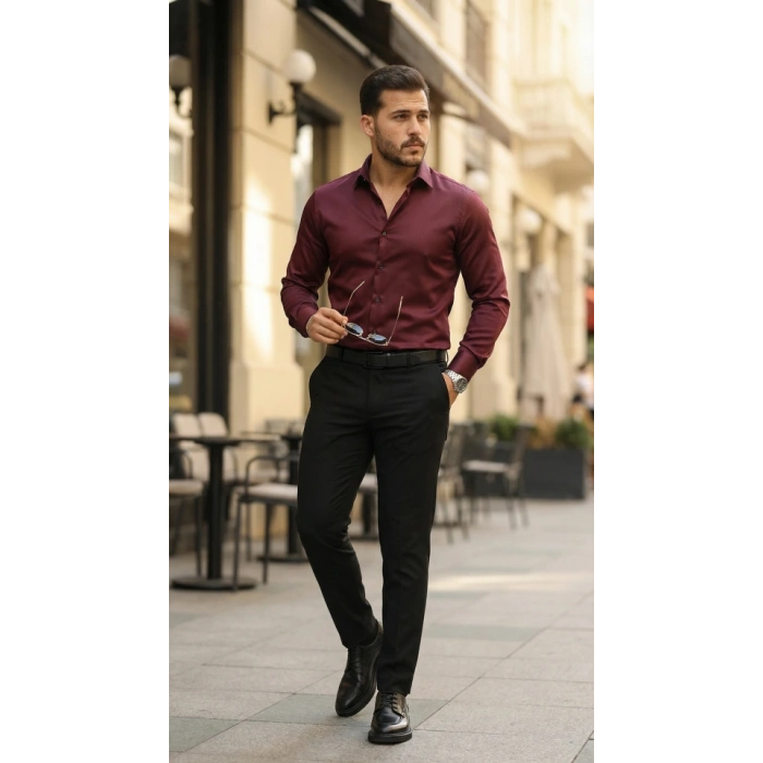 Erkek Saten Klasik Gömlek