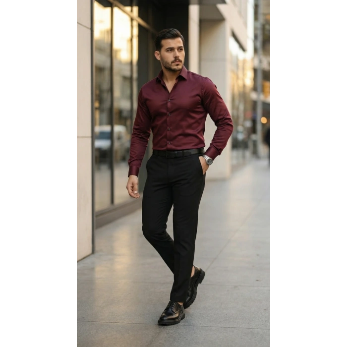 Erkek Saten Klasik Gömlek