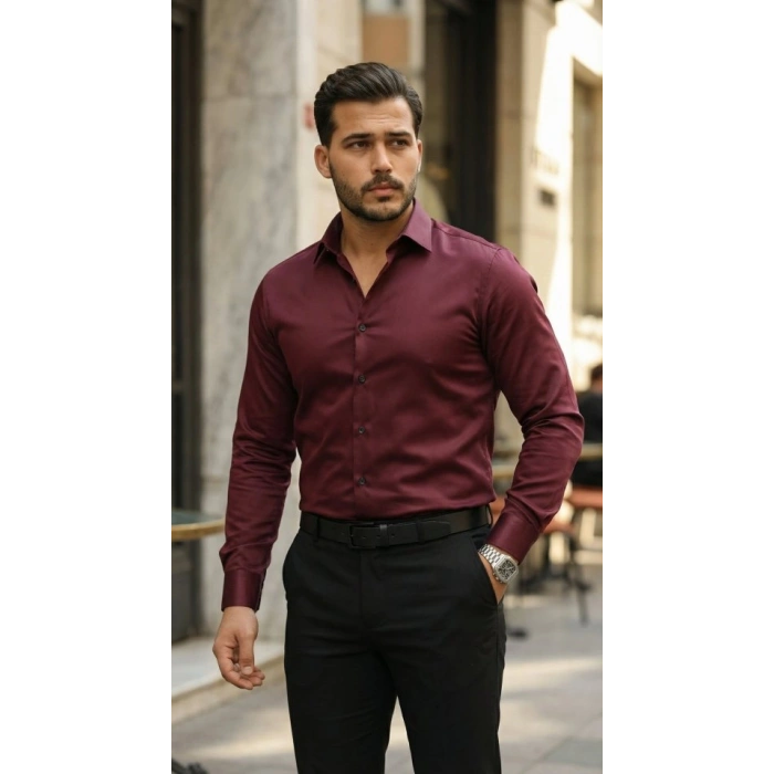Erkek Saten Klasik Gömlek