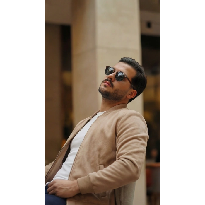 Erkek Scuba Süet Kumaş Bomber Hırka