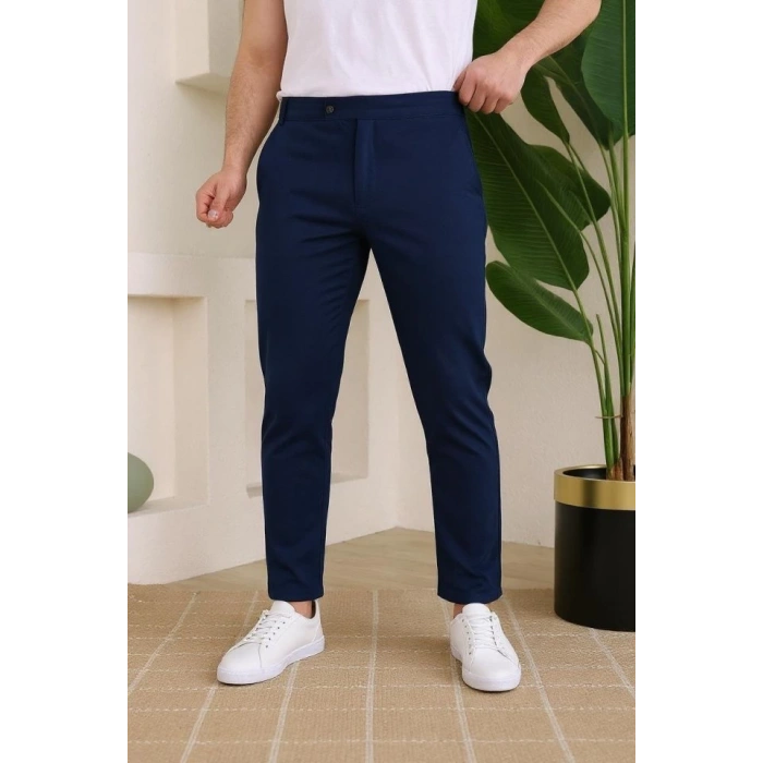 Erkek Slim Fit Likralı Bilek Boy Dilli Kumaş Pantolon