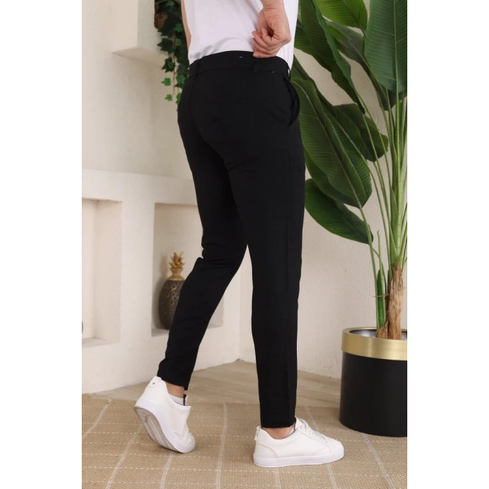 Erkek Slim Fit Likralı Bilek Boy Dilli Kumaş Pantolon