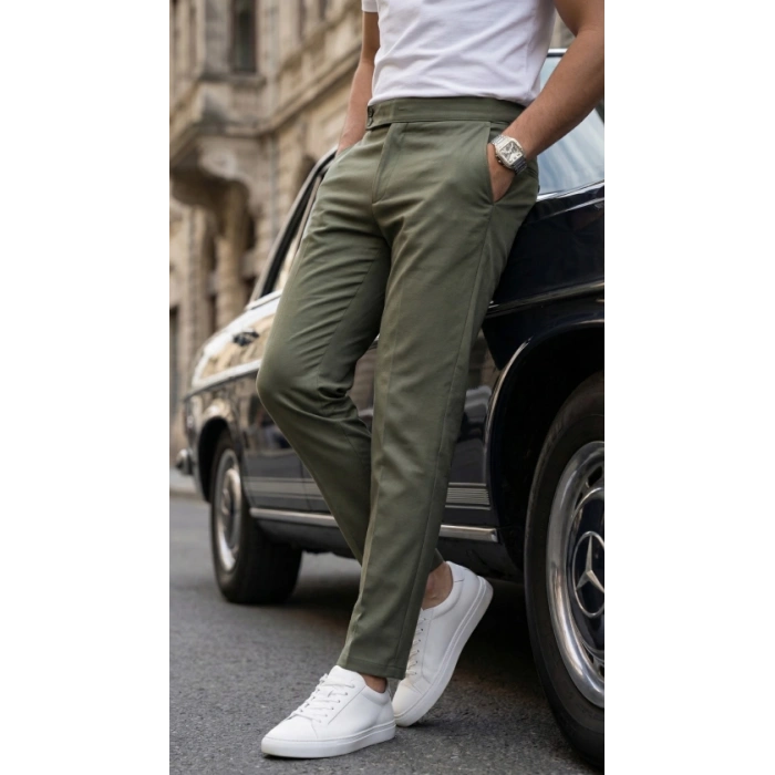 Erkek Toka Detaylı Oldmoney Kumaş Pantolon