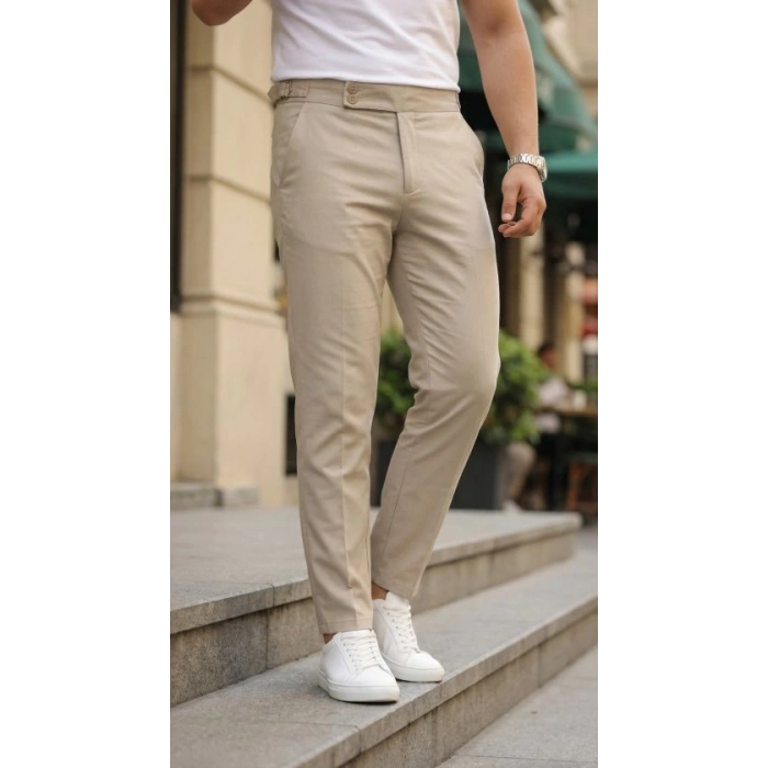 Erkek Toka Detaylı Oldmoney Kumaş Pantolon