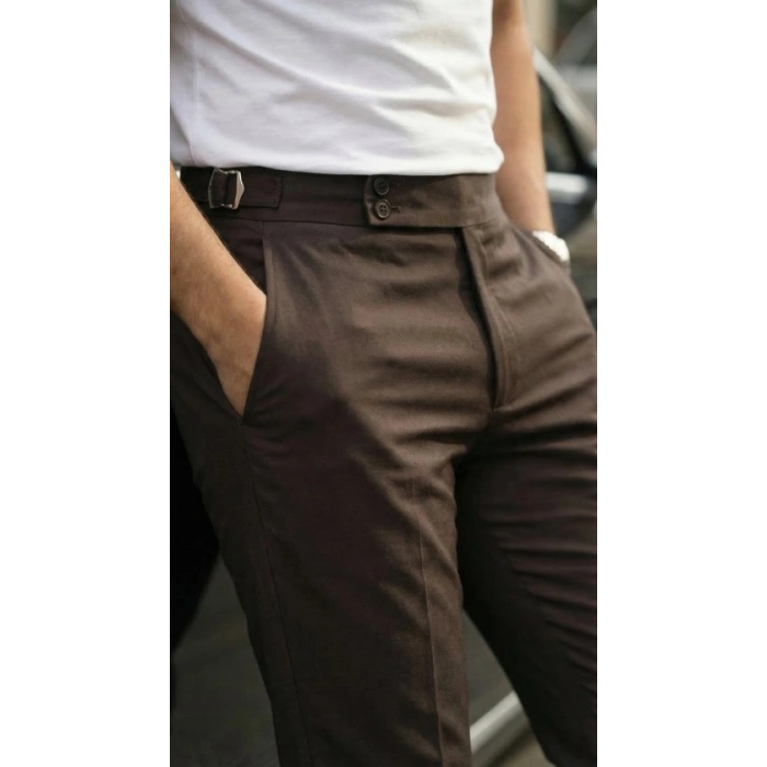 Erkek Toka Detaylı Oldmoney Kumaş Pantolon