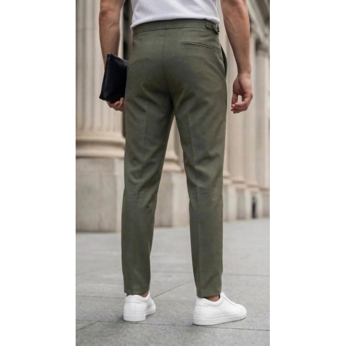 Erkek Toka Detaylı Oldmoney Kumaş Pantolon