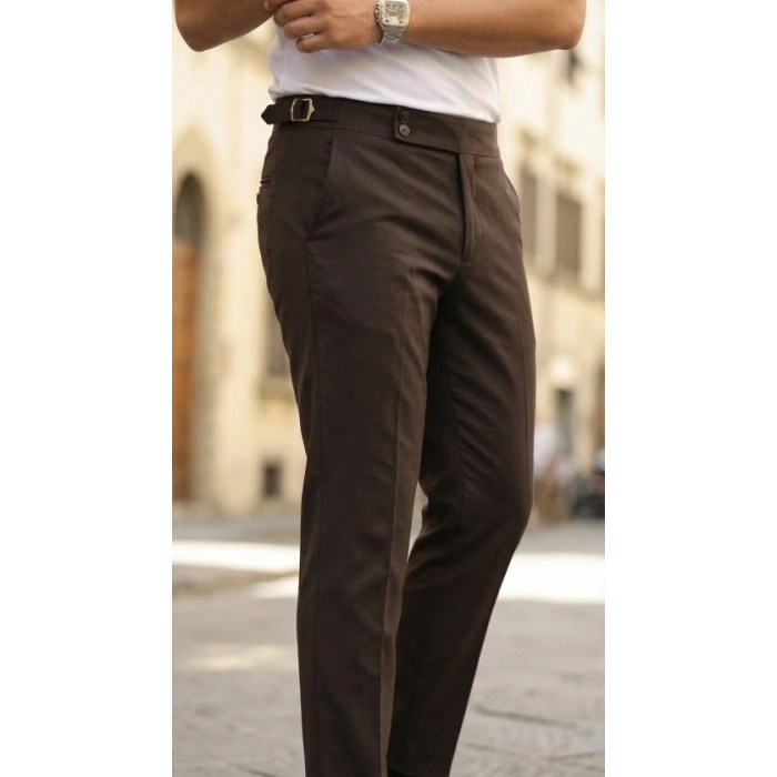 Erkek Toka Detaylı Oldmoney Kumaş Pantolon