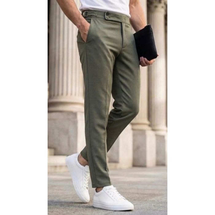 Erkek Toka Detaylı Oldmoney Kumaş Pantolon