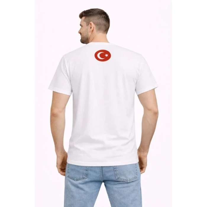 Erkek TÜRKİYE Baskılı Tişört Ay Yıldız 2026 Dünya Kupası Taraftar Forma T-Shirt - Beyaz
