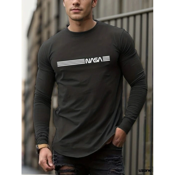 Erkek Uzun Kollu Bisiklet Yaka Viskon Sweat