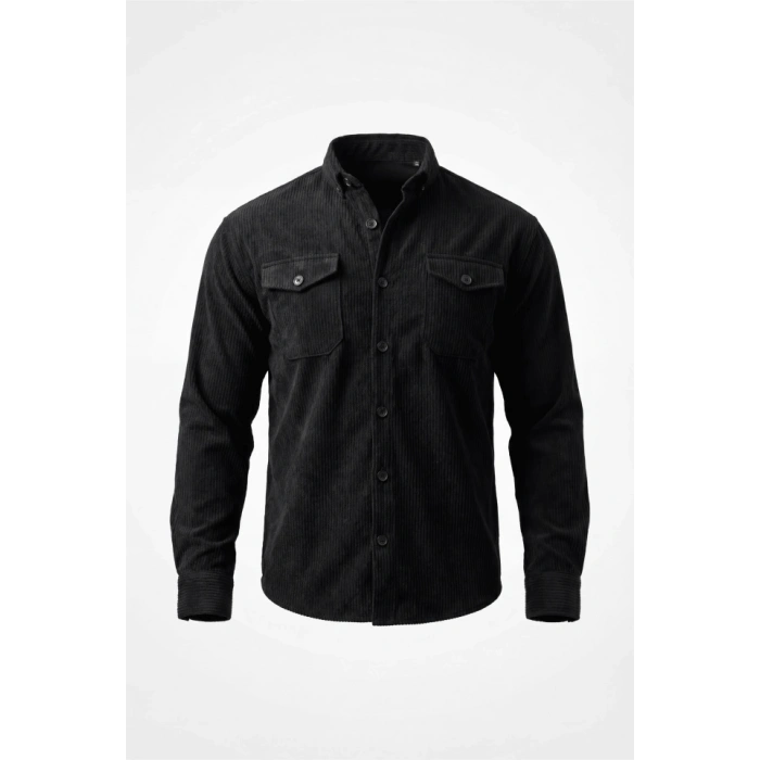 Erkek Uzun Kollu Cepli Kadife Gömlek